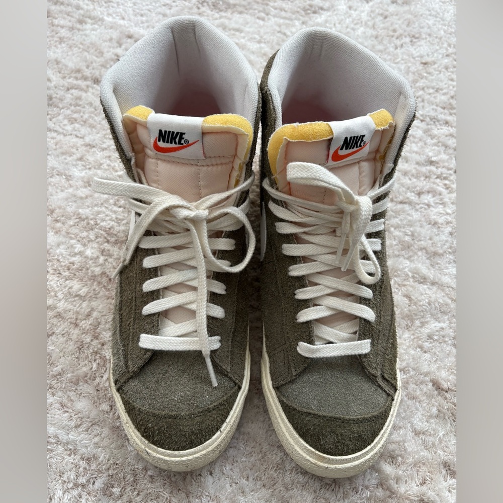 Nike Olive and White High-Top Sneakers